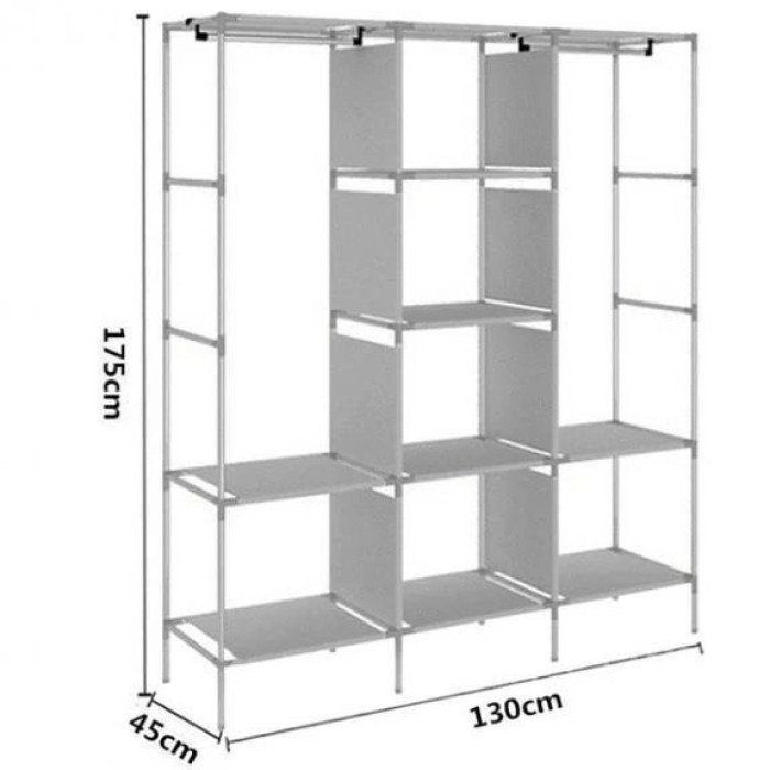 Шафа тканинна 3 секції складана з каркасом STORAGE WARDROBE 175 х 130 х 45 см. Колір: коричневий