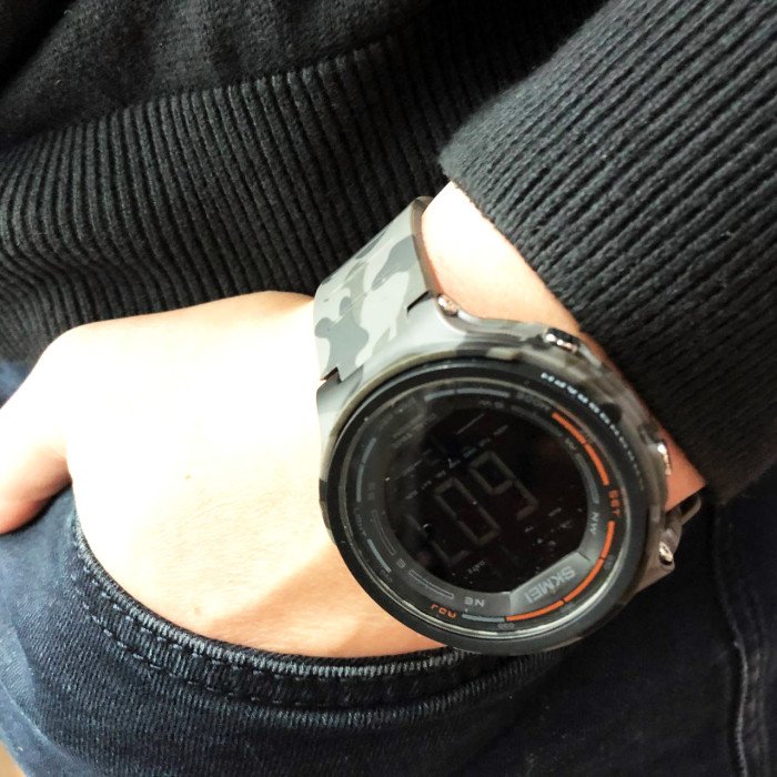 Годинник наручний чоловічий SKMEI 1841CMGY GREY CAMO, армійський годинник протиударний. Колір: сірий