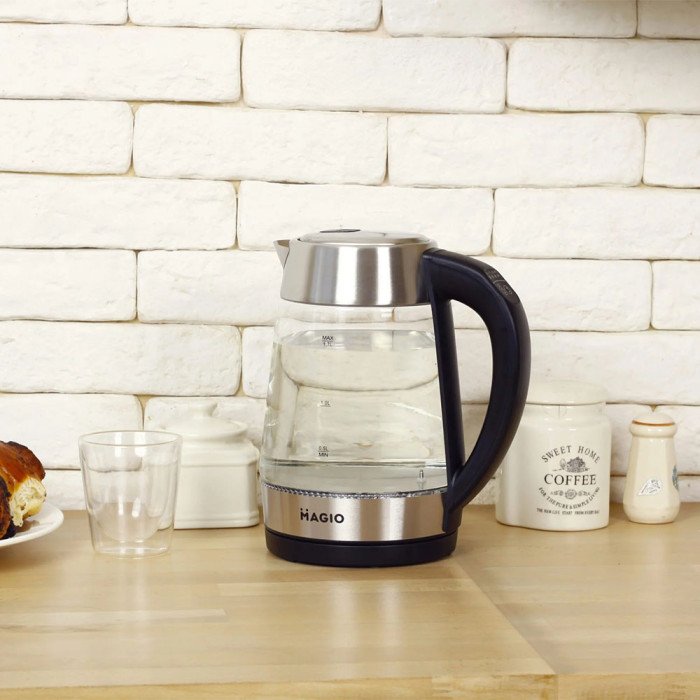 Електрочайник MAGIO MG-499, чайник прозорий з підсвічуванням, електрочайник з підсвічуванням