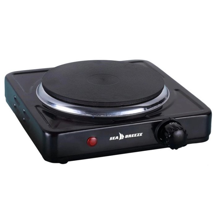 Настільна плита електрична Sea Breeze SB-061 1000 Вт, компактна переносна електроплита. Колір: чорний