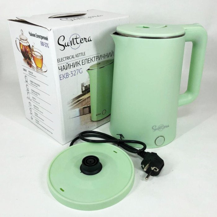 Електрочайник Suntera EKB-327G 1.8 Л 1500 Вт, стильний електричний чайник, електронний чайник, дисковий чайник