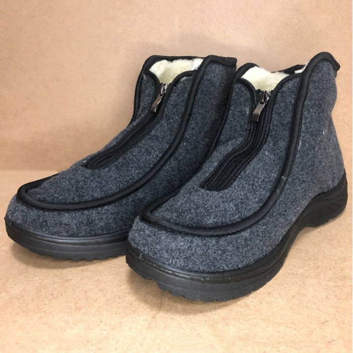 Черевики чоловічі з тканини утеплені 42 розміри, домашні чоловічі валянки. Колір: сірий