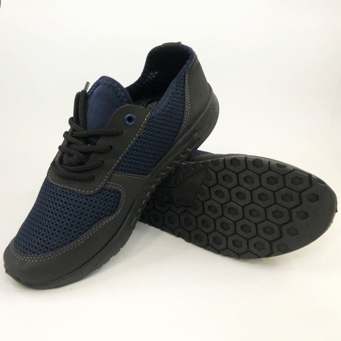 Модні універсальні кросівки із сітки 46 розмір. Чоловічі кросівки з тканини, що дихають. Модель 48177. Колір: синій