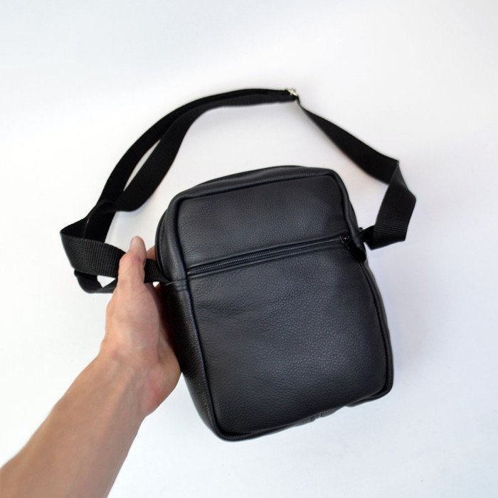 Елегантна чоловіча шкіряна сумка-месенджер із натуральної шкіри на 5 відділень, чоловіча сумка через спину