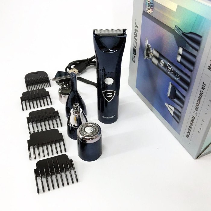 Чоловічий набір Geemy GM-8012 4 в 1, електробритва з насадками для бороди, триммер для бороди