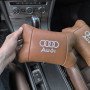 Набір із двох подушок на підголівник Audi, з натуральної коричневої шкіри, Подарунок чоловікові водієві