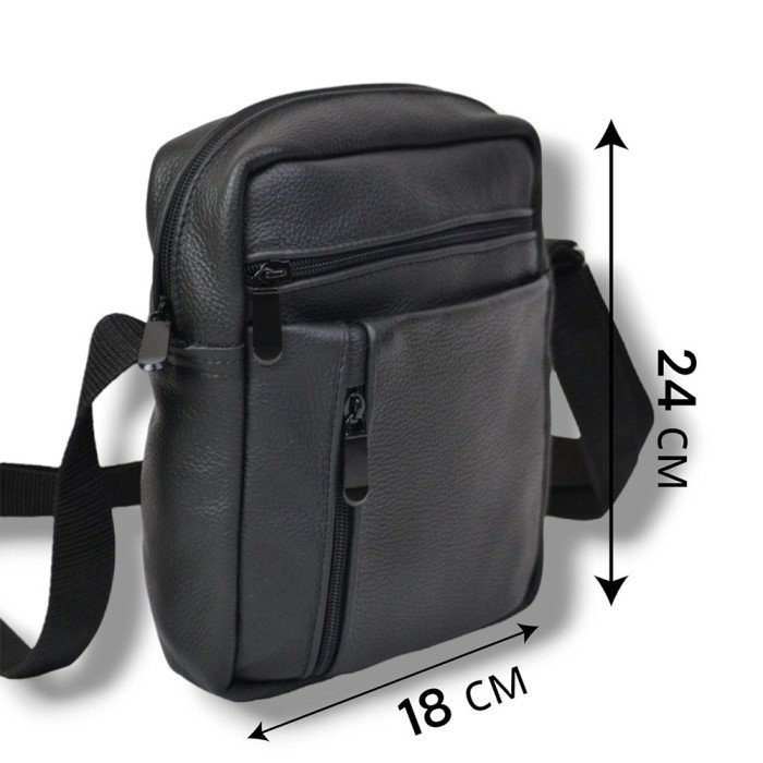Елегантна чоловіча шкіряна сумка-месенджер із натуральної шкіри на 5 відділень, чоловіча сумка через спину