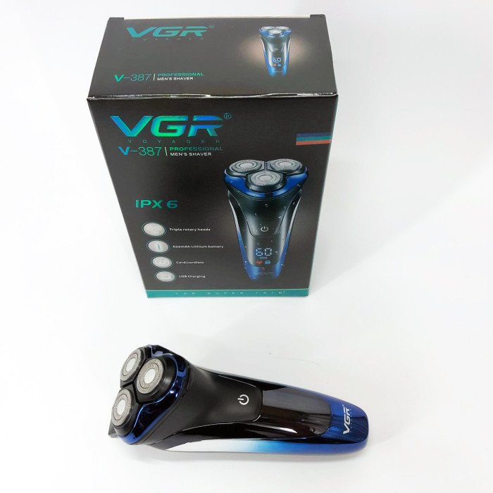 Електробритва VGR V-387 для чоловіків, роторна для вологого та сухого гоління, Бездротова електробритва