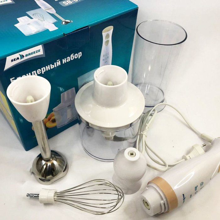 Блендер чоппер занурювальний з чашами Sea Breeze SB-093, міксер блендер ручний, потужний блендер