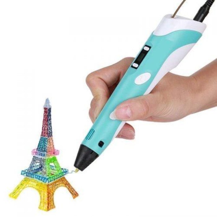 3D ручка Smart 3D Pen 2 c LCD дисплеєм, Цікава ручка 3д для дітей, Оригінальна. Колір: блакитний