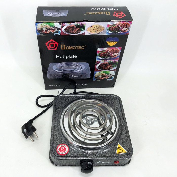 Електроплита спіральна настільна плита Domotec MS-5801 1000 W, Переносна компактна електроплита