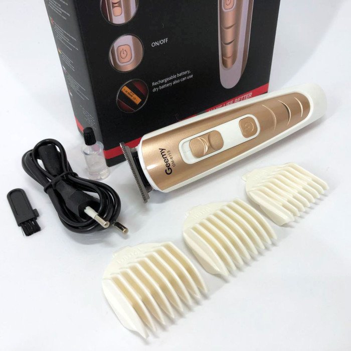 Машинка для стрижки волосся Gemei GM-6113 акумуляторна, чоловіча машинка для гоління. Колір: золотий