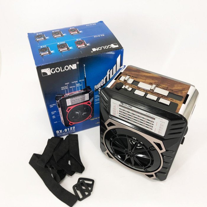 Радіоприймач GOLON RX-9122 портативна колонка всехвильове переносне радіо FM ліхтар LED. Колір: коричневий