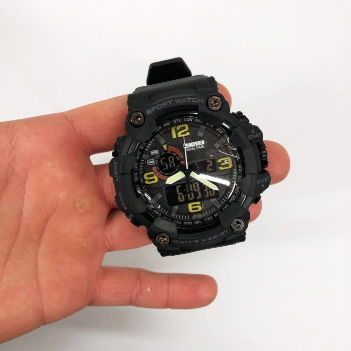 Годинник наручний чоловічий SKMEI 1520BK BLACK, армійський годинник протиударний. Колір: чорний