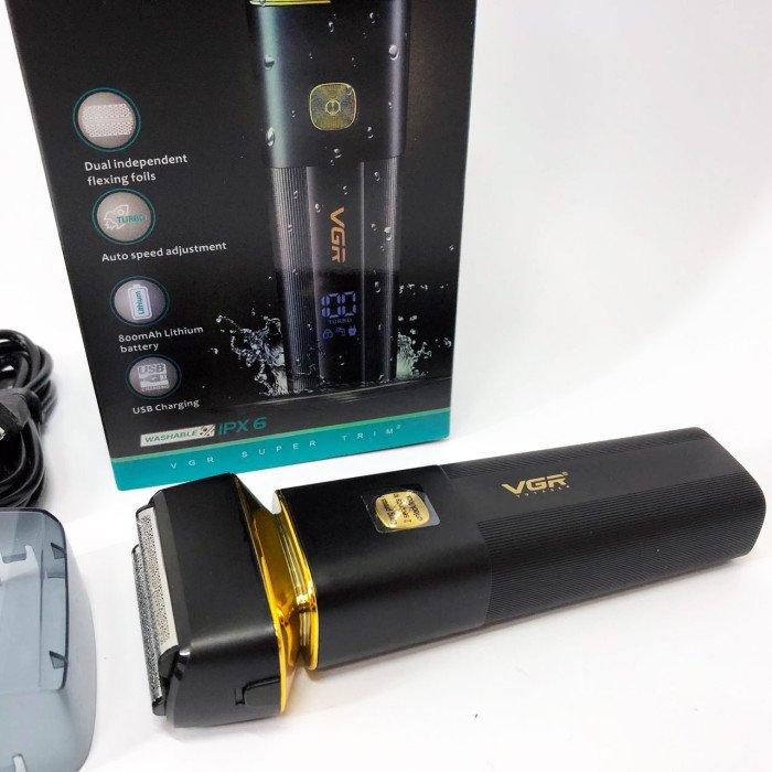 Електробритва VGR V-355 шейвер для вологого та сухого гоління, бездротова електробритва, триммер
