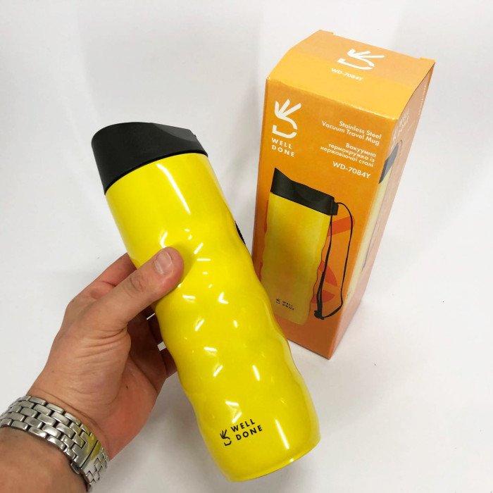 Термокухоль Well Done WD-7084Y вакуумний 480 мл, Термос для питної води, Якісний термос для дому