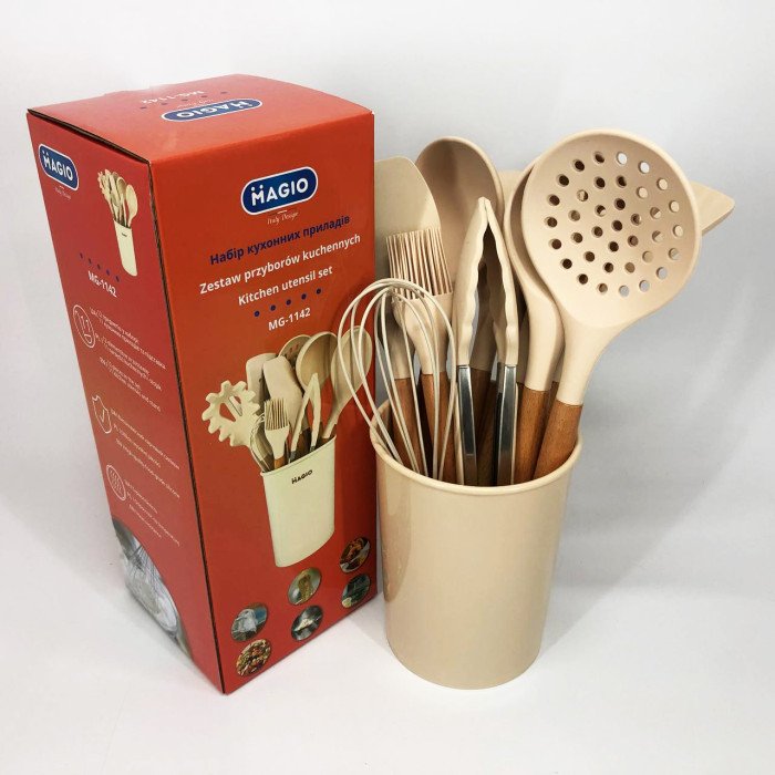 Набір силіконових кухонних речей Magio MG-1142 набір ложок лопаток 11 предметів