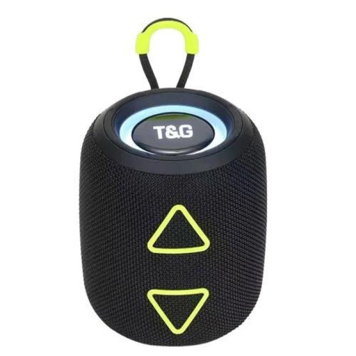 Портативна колонка TG655 5W з RGB підсвічуванням та ремінцем, Bluetooth колонка для вулиці. Колір: чорний