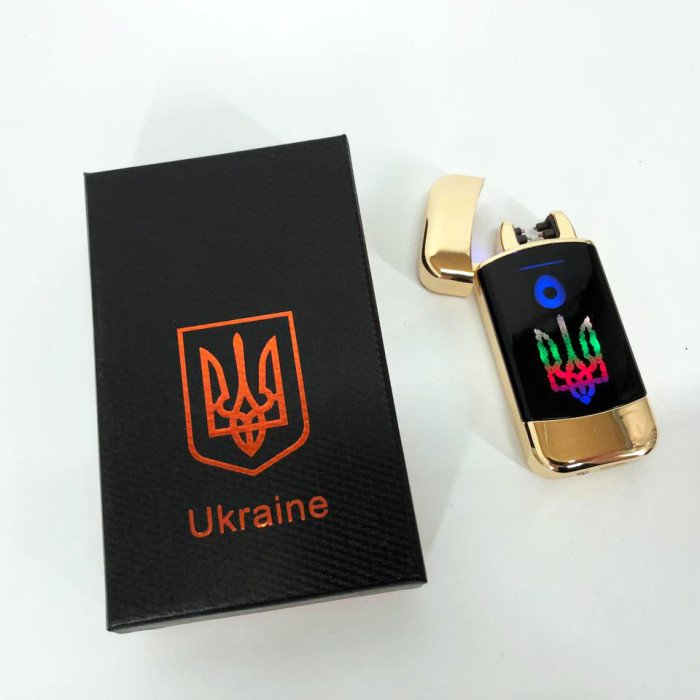 Дугова електроімпульсна запальничка із USB-зарядкою Україна LIGHTER HL-439. Колір: золотий