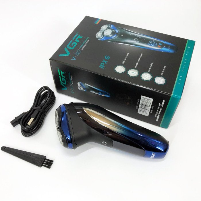 Електробритва VGR V-387 для чоловіків, роторна для вологого та сухого гоління, Бездротова електробритва