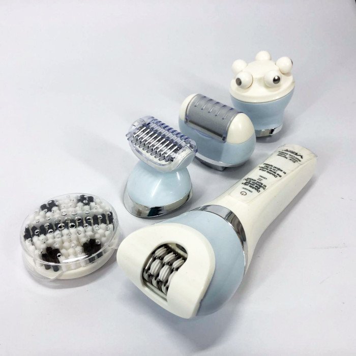 Епілятор жіночий з триммером VGR V-703 5в1 для видалення волосся на тілі акумуляторна пемза масажна насадка