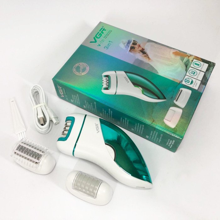 Епілятор акумуляторний для тіла та ніг жіночий 3 в 1 VGR V-731 домашній триммер для видалення волосся