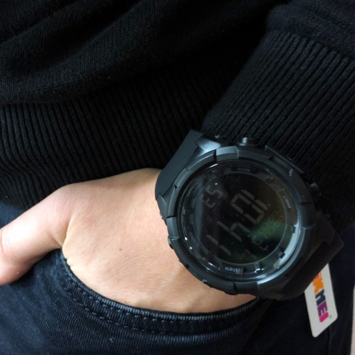 Годинник наручний чоловічий SKMEI 1845BK BLACK, водонепроникний чоловічий годинник. Колір: чорний