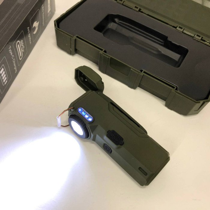 Ліхтарик-запальничка армійська MULTIFUNCTIONAL D51-COB, Запальничка на подарунок в упаковці. Колір: зелений