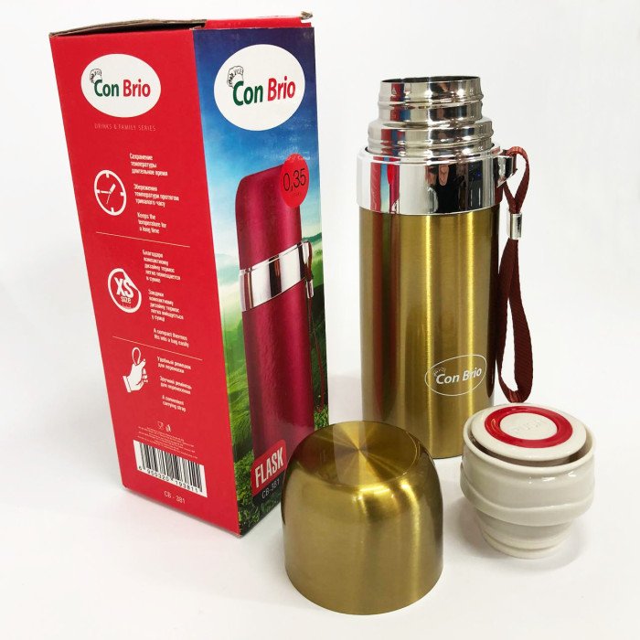 Термос Con Brio CB-381 Gold 0,35л, Хороший невеликий термос, Термос з нержавіючої сталі. Колір: золотий