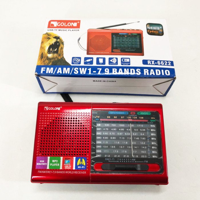 Портативна стовпчик радіо MP3 USB Golon RX-6622. Колір: червоний