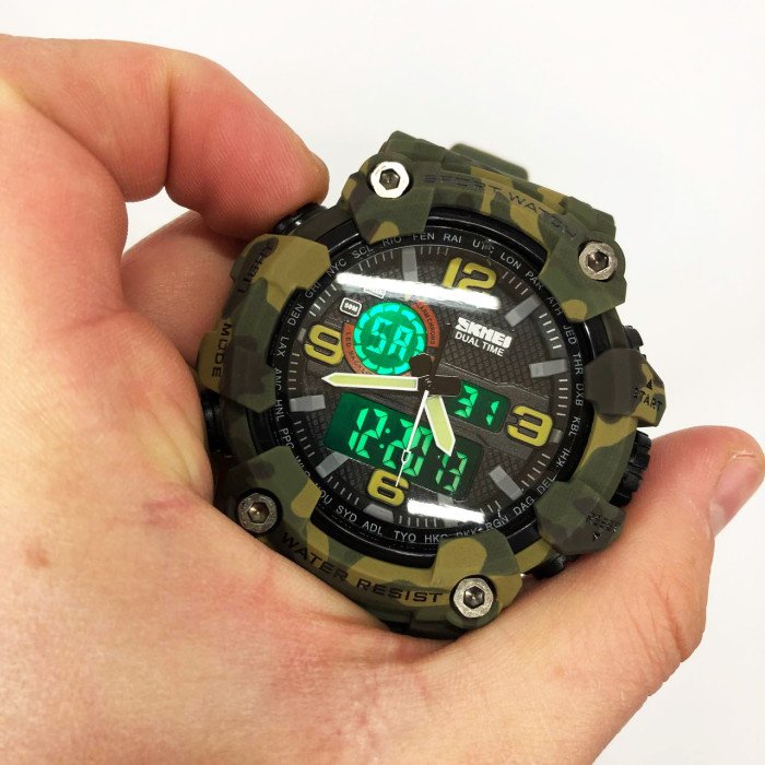 Годинник наручний чоловічий SKMEI 1520CMGN CAMO GREEN, годинник військовий чоловічий, для військовослужбовців. Колір: камуфляж