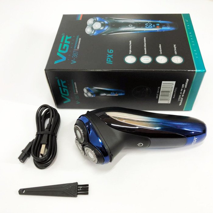 Електробритва VGR V-387 для чоловіків, роторна для вологого та сухого гоління, Бездротова електробритва