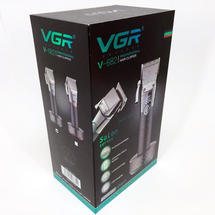 Професійна бездротова машинка для стрижки VGR V-682 тример для волосся, бороди та вусів на підставці