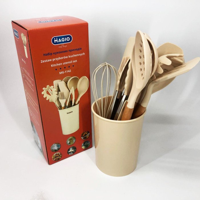 Набір силіконових кухонних речей Magio MG-1142 набір ложок лопаток 11 предметів