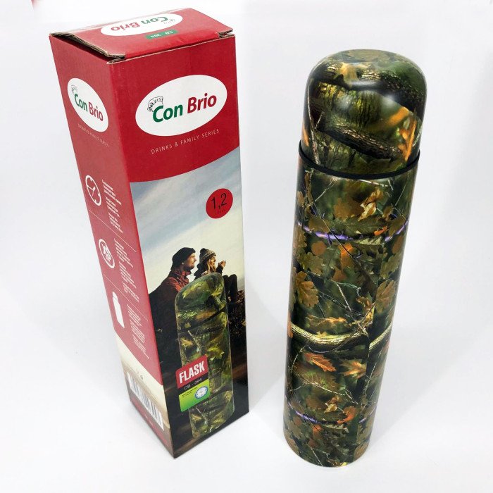 Термос CON BRIO CB-394 1200мл 1,2л маскувальний, Якісний термос для дому, Термос для напоїв