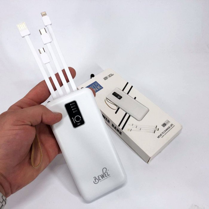 Power Bank зарядний пристрій на сонячній батареї 10000mAh з індикатором заряду. Колір: білий