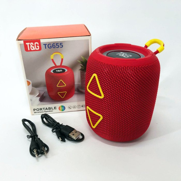Портативна колонка TG655 5W з RGB підсвічуванням та ремінцем, бездротова колонка потужна. Колір: червоний