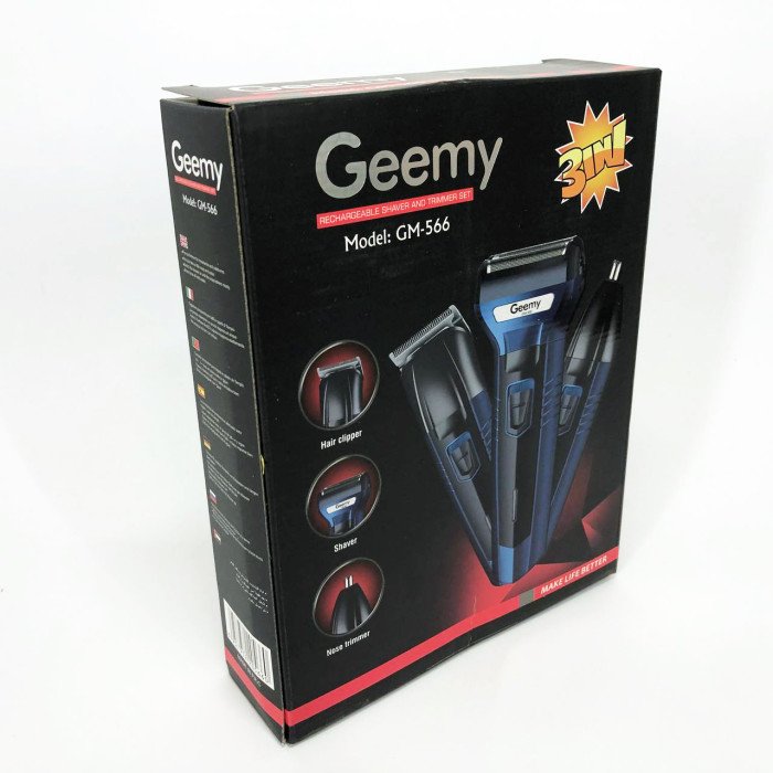Тример для стрижки волосся носа вух брів Gemei GM-566 3в1 машинка для видалення волосся на обличчі