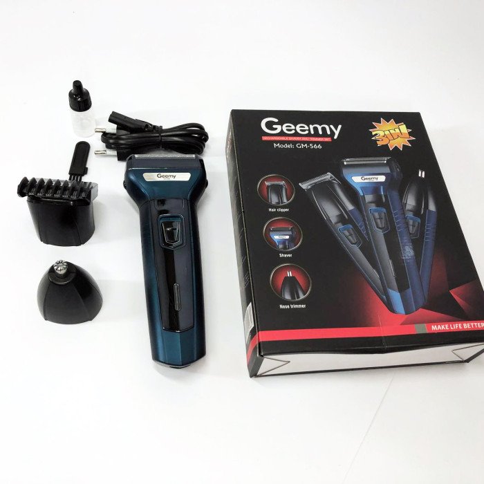 Тример для стрижки волосся носа вух брів Gemei GM-566 3в1 машинка для видалення волосся на обличчі