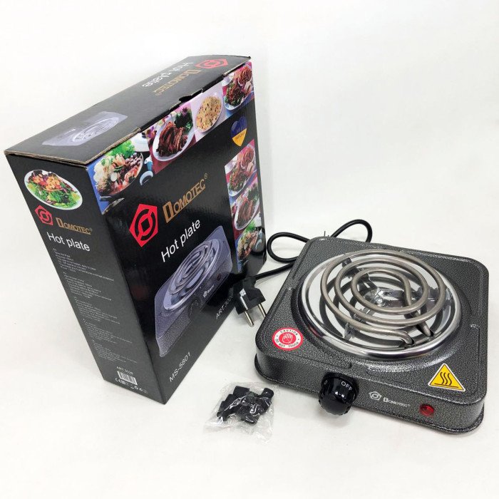 Електроплита спіральна настільна плита Domotec MS-5801 1000 W, Переносна компактна електроплита