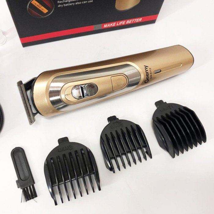 Бездротова машинка для стрижки волосся GEMEI GM-6112 акумуляторна. Колір: золотий