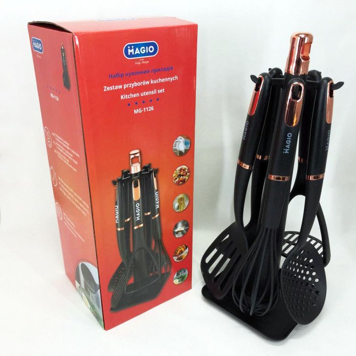 Набір кухонних приладів Magio MG-1126, набір силіконових приладів для кухні, набір нейлонових кухарів
