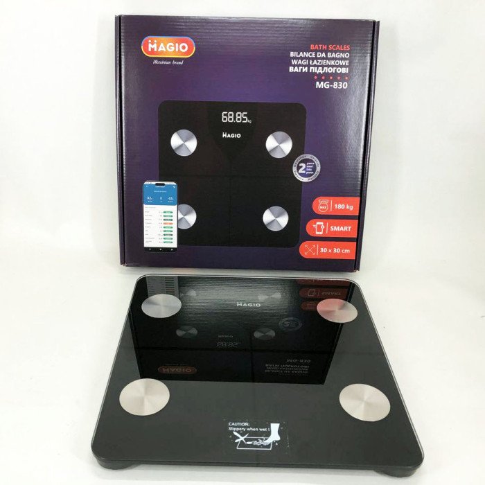 Підлогові смарт-ваги MAGIO MG-830 180кг, Ваги для зважування людей, Ваги побутові напольні