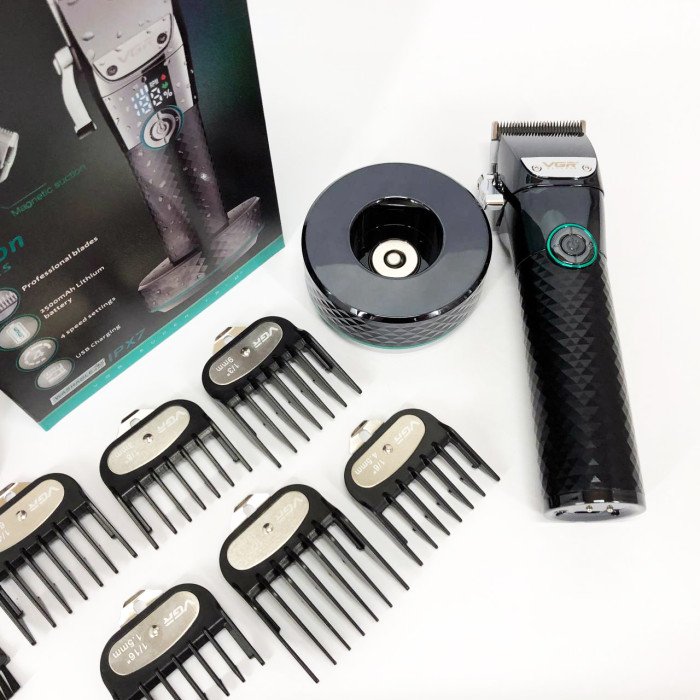 Професійна бездротова машинка для стрижки VGR V-682 тример для волосся, бороди та вусів на підставці