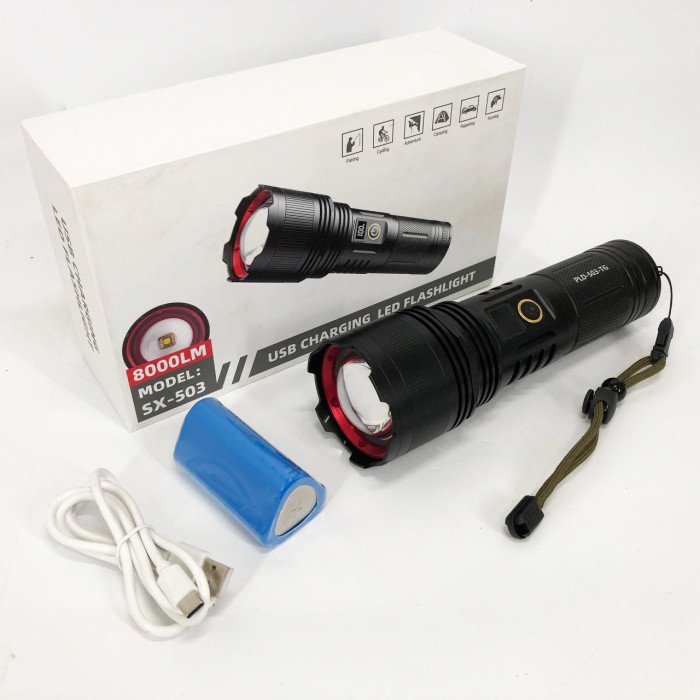 Ліхтар ручний акумуляторний PLD-503-TG powerbank, потужний акумуляторний лед ліхтарик, супер яскравий ліхтарик