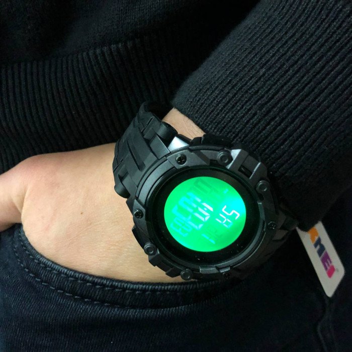 Годинник наручний чоловічий SKMEI 1545BKWT BLACK-WHITE, водонепроникний чоловічий годинник. Колір: чорний