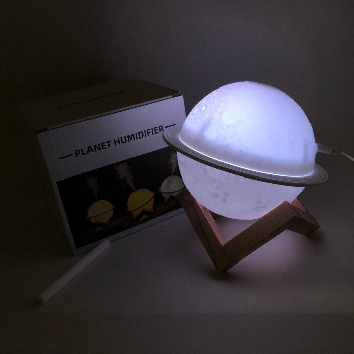 Зволожувач очисник повітря нічник 3 в 1 Сатурн компактний з LED підсвічуванням 3 режими міні арома лампа