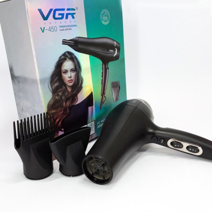 Професійний фен VGR V-450 для сушіння укладання волосся 2400 Вт режим Turbo, Повітряний стайлер для волосся