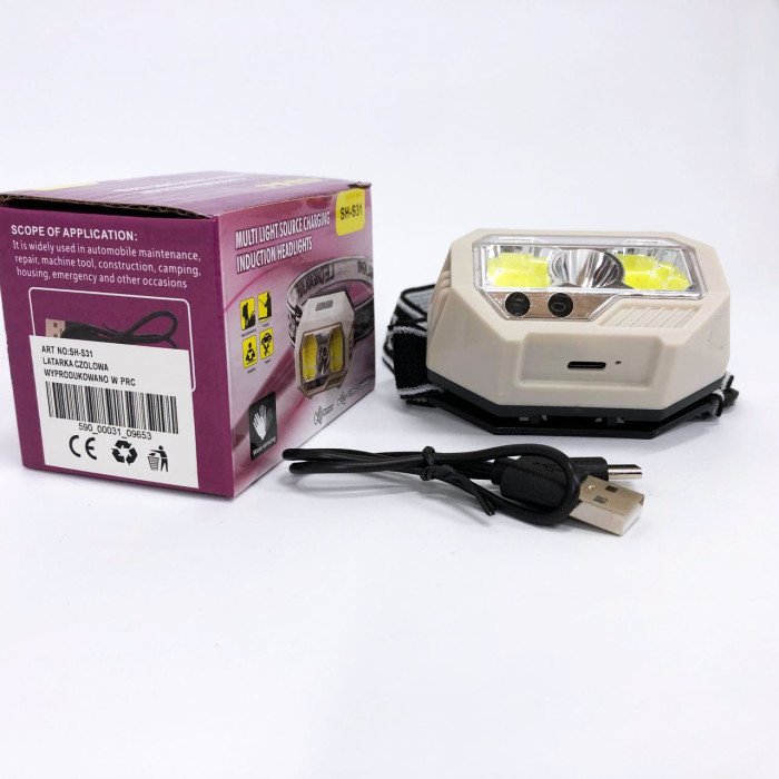 Ліхтар налобний SH-S31-XPE+COB(white+red), Ліхтар акумуляторний для риболовлі, Ліхтар для рятувальників