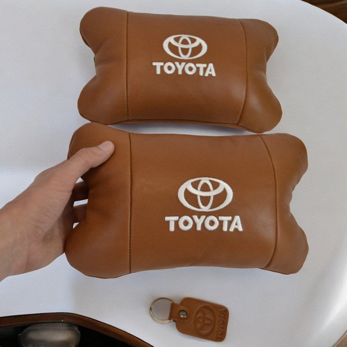 Набір шкіряних подушок 2шт на підголівник Toyota. Комфортні ортопедичні подушки,Тойота